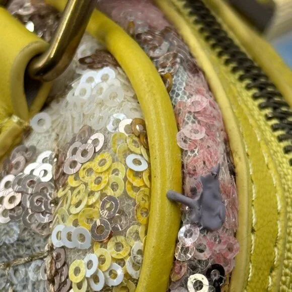 🆕 KURT GEIGER LONDON 🧿 NWOT XS Kensington Duffle, Yellow Floral Sequins - Picture 16 of 16